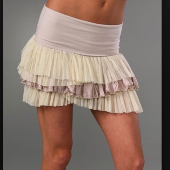 Free People Tiered Ruffle Skirt. Purple & cream - Picture 2 of 4